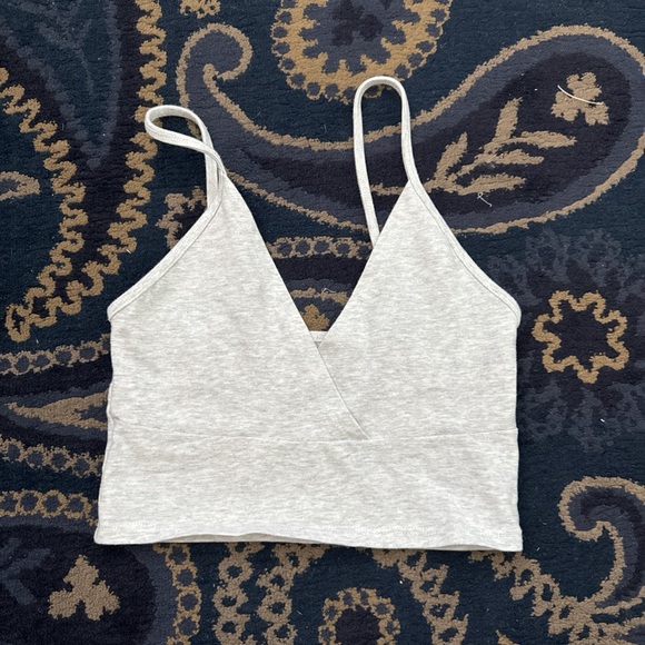 Brandy Melville Tops - Brandy Melville Light Gray Wrap Top